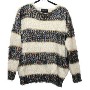 Anthropologie‎ La Fée Verte Eyelash Knit Striped Sweater Metallic Womens S Cozy
